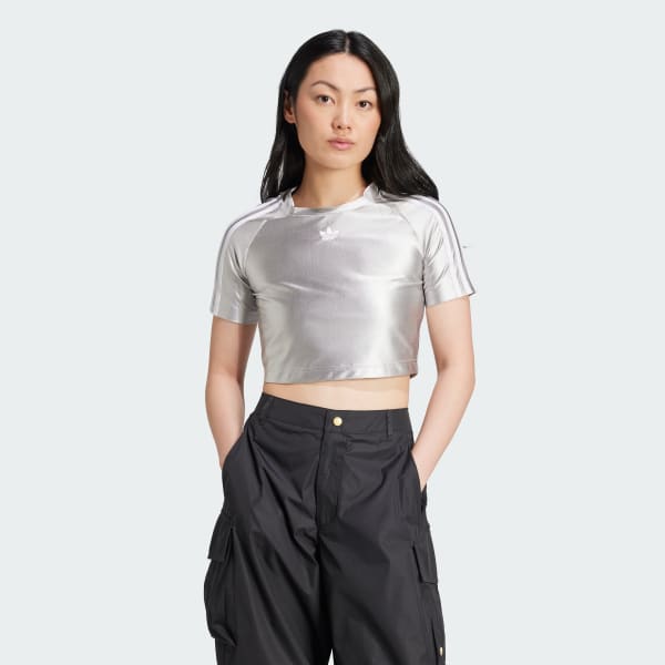 Cinza Camiseta Baby Look Adicolor Teamgeist