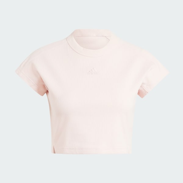 Pink Lounge Ribbed Crop T-shirt