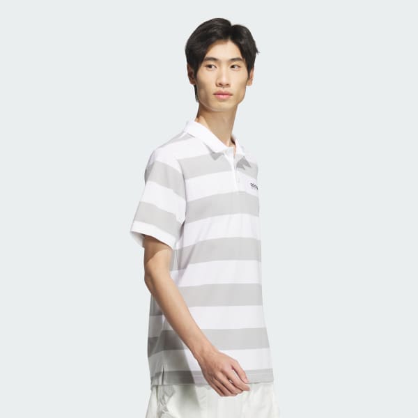 White Piqué Stripe Polo Shirt