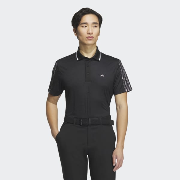 Black Statement Cooling Touch Mesh Layered Polo Shirt