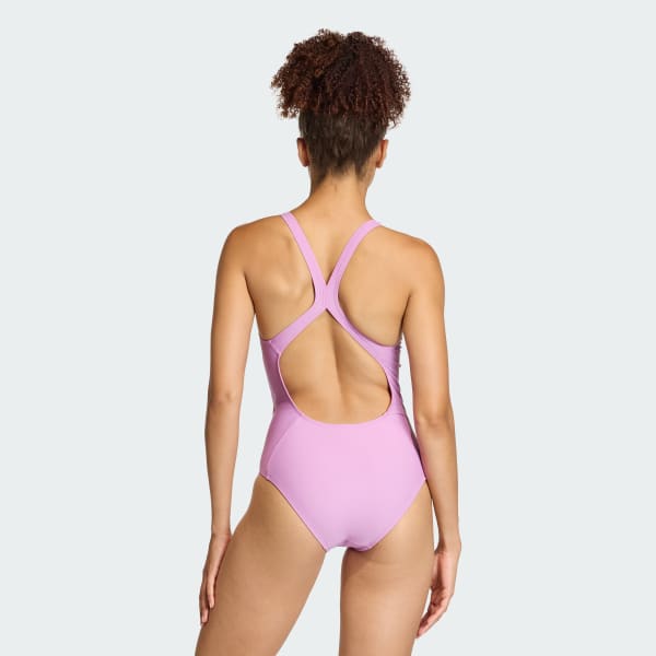 Purple 3-Stripes C-Back Swimsuit