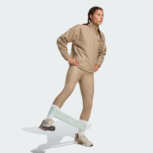 Brown AOP Polar Fleece 풀오버