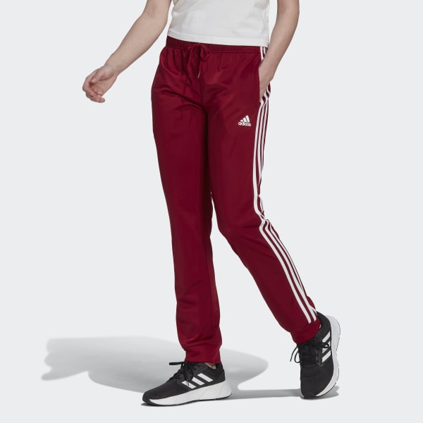 adidas Primegreen Essentials Warm-Up Slim Tapered 3-Stripes Track Pants -  Burgundy, Women's Training