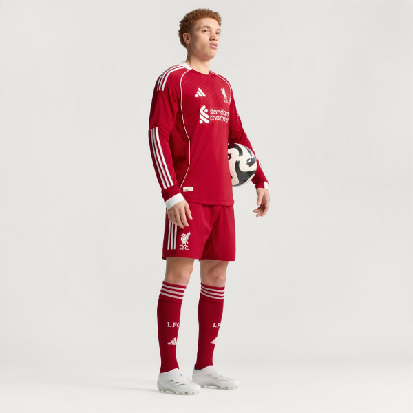 Rot FC Liverpool 25/26 langärmeliges Heimtrikot Authentic