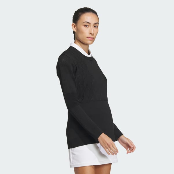 Black 프라임니트 그라데이션 패턴 롱 슬리브 크루넥 풀오버