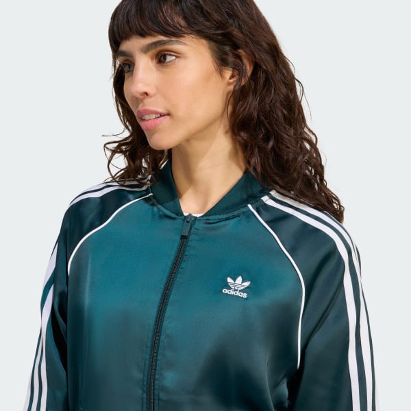 ●2773_2 新品 adidas ルーズサテントラックトップ グリーン M ○2773_2 新品 adidas ルーズサテントラックトップ グリーン M
