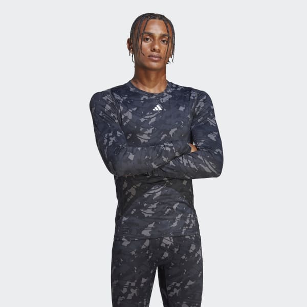 zwart Techfit Allover Print Training Longsleeve