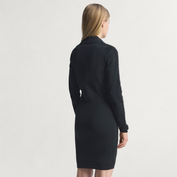 Schwarz Langärmeliges Kleid mit Kragen