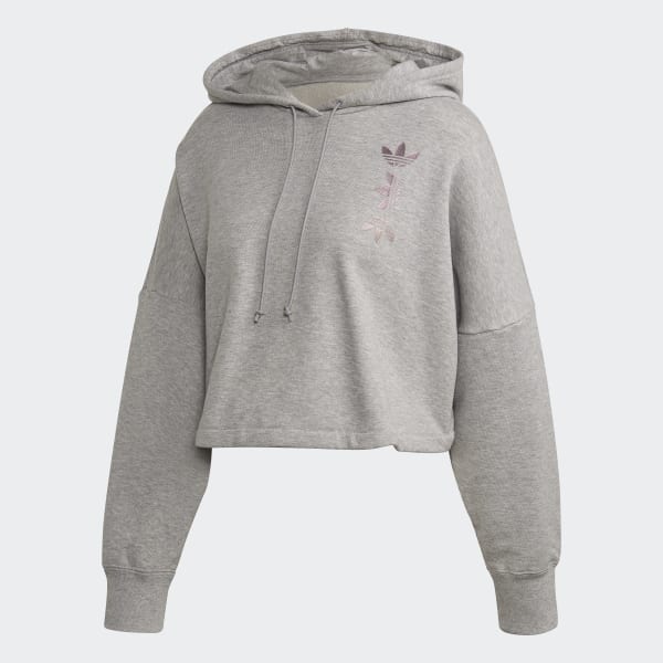 Grey adidas 2025 cropped hoodie