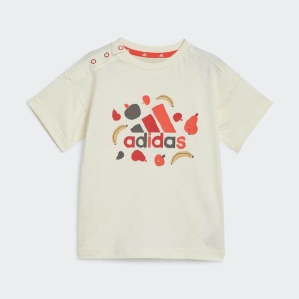 Beige Essentials Allover Print Tee Set Kids