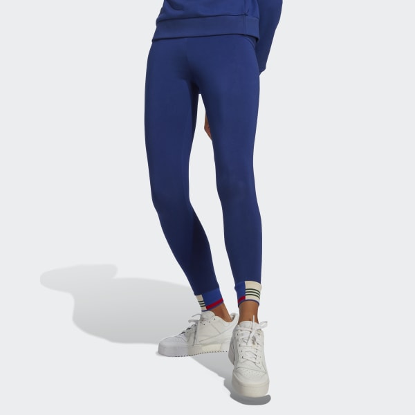 Adidas Originals Trefoil Athletic Fitted Leggings Blue & Black Women's Size  M