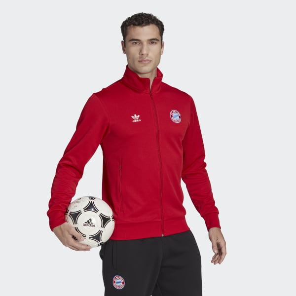 Czerwony FC Bayern Essentials Trefoil Track Top BUU01