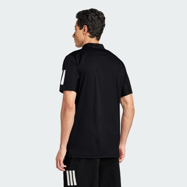 Schwarz Club Tennis 3-Streifen Poloshirt