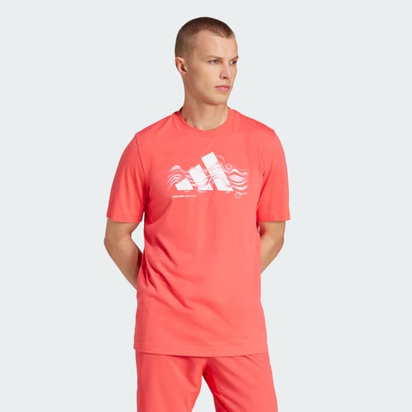 adidas Tennis Logo Heat Graphic Tee - Red | Free Shipping