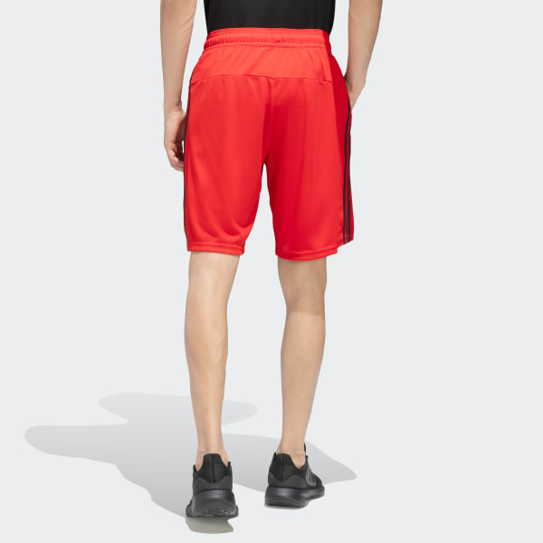 Red TRAIN ESSENTIALS PIQUÉ 3-STRIPES TRAINING SHORTS