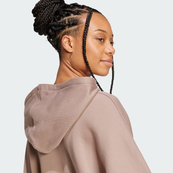 adidas Essentials Short Full-Zip French Terry Hoodie - Brown