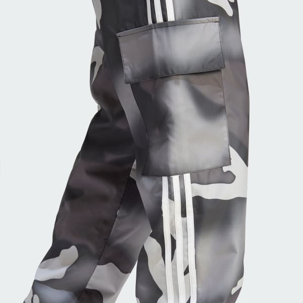 Noir Pantalon cargo graphique à imprimé camouflage