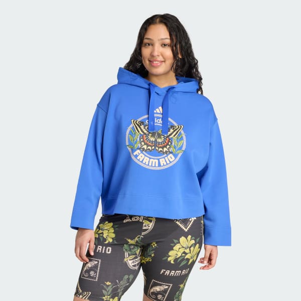 Azul Moletom com capuz adidas x FARM (Plus Size)