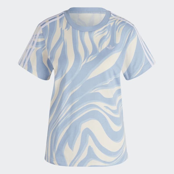 Azul Camiseta Abstract Allover Animal Print
