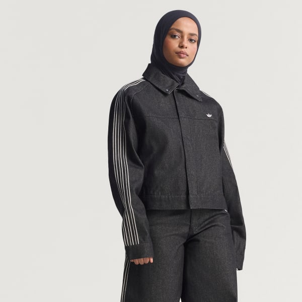 Negro Chaqueta de primera calidad Essentials de tejido denim