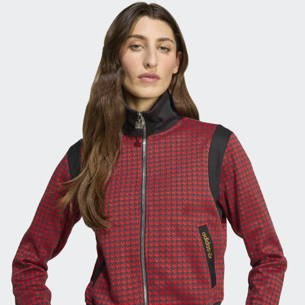 adidas Houndstooth Track Jacket - Red | Free Shipping with adiClub