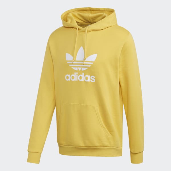 adidas yellow trefoil hoodie