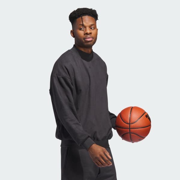 Grey Basketball Sueded Crew Sweatshirt