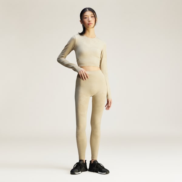 Beige adidas by Stella McCartney TrueStrength Seamless Long Sleeve Yoga Overdel