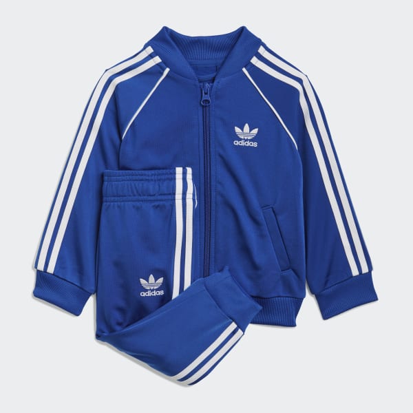 adidas tracksuit blue and white