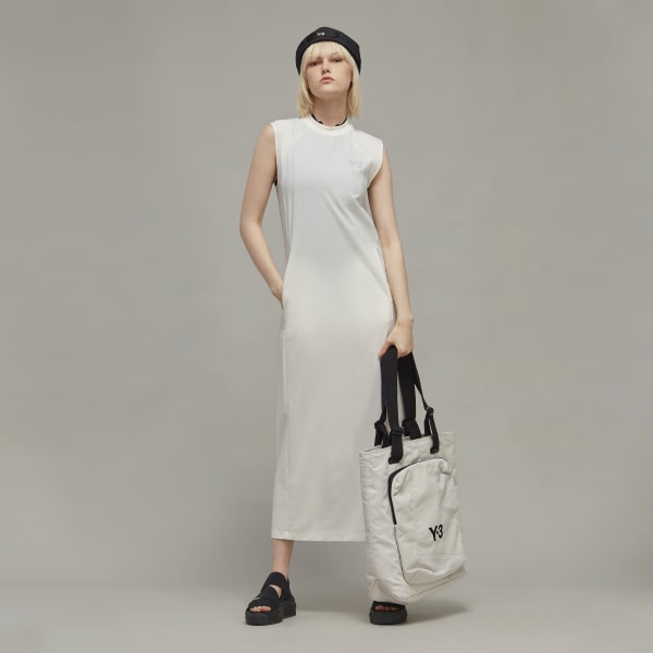 White Y-3 3-Stripes Tank Top Dress