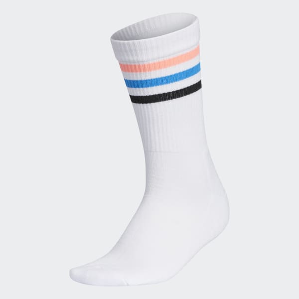 White Recycled Materials 3-Stripes Crew Socks LOG75