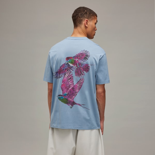 Blue Y-3 Graphic Short Sleeve Tee