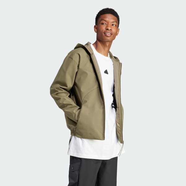 Adidas khaki zip hoodie deals