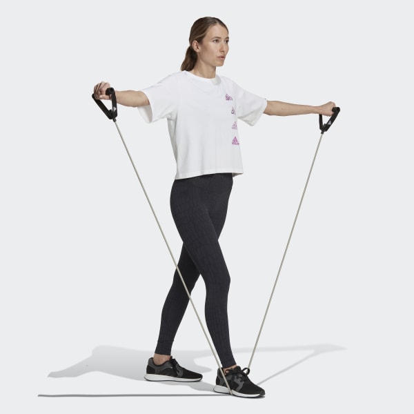 Blanco Playera Corta de Entrenamiento AEROREADY Estampada TU274