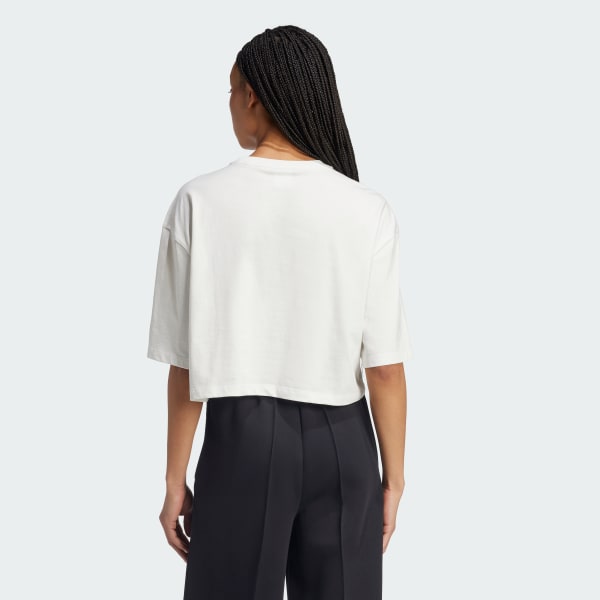 White Essentials Crop Tee