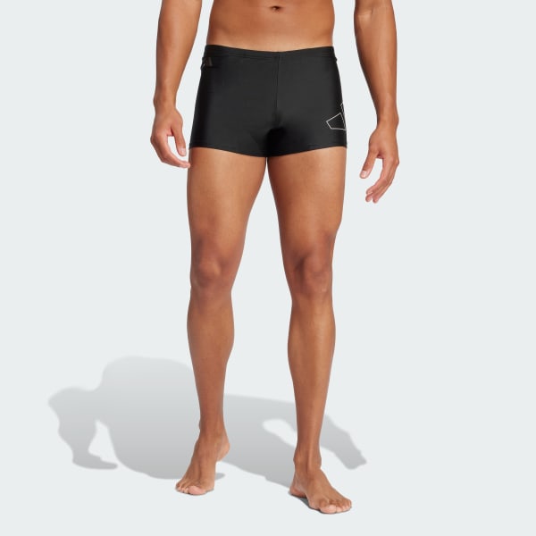 Schwarz Big Bars Boxer-Badehose
