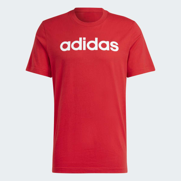Red Essentials Single Jersey Linear Embroidered Logo Tee