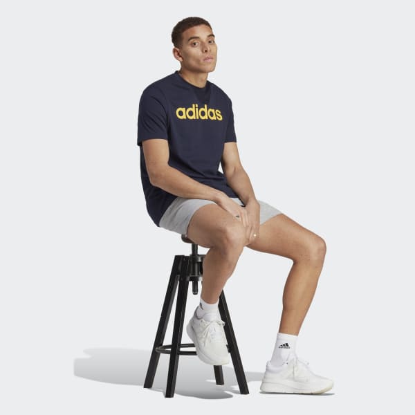 adidas Essentials Single Jersey Linear Embroidered Logo Tee Blue adidas Thailand