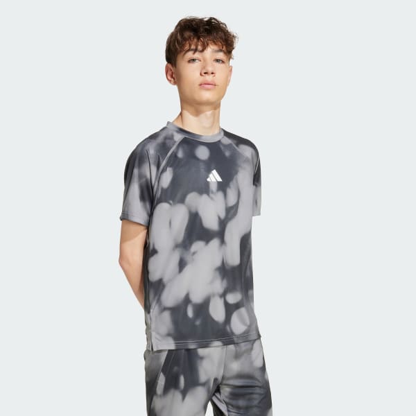 Cinzento T-shirt de Treino com Gráfico Integral