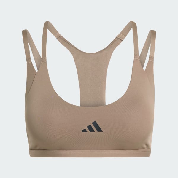 Marrom Top Esportivo de suporte leve com alças finas Optime Workout