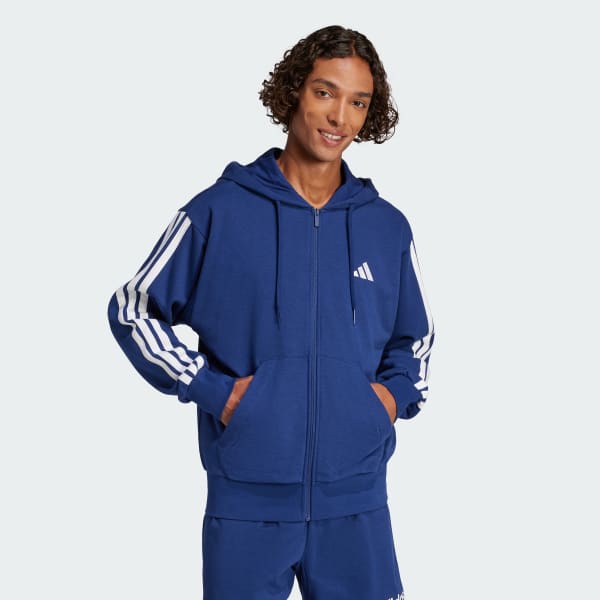 Azul Casaca con capucha Essentials French Terry 3 bandas