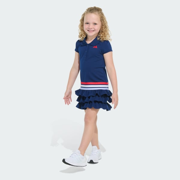 ☆Adidas☆Originals Polo Collar Short-Sleeve Dress Blue adidas Originals Midi dress Blue | Dressinn