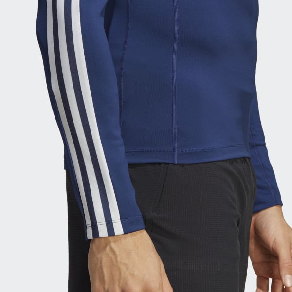 modrá Tričko Techfit 3-Stripes Training Long Sleeve