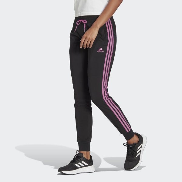 adidas Essentials Single Jersey 3-Stripes Pants - Black | adidas ...