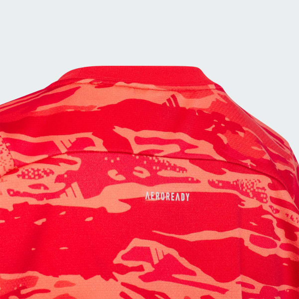 レッド キッズ エッセンシャルズ カモ総柄プリント半袖Tシャツ