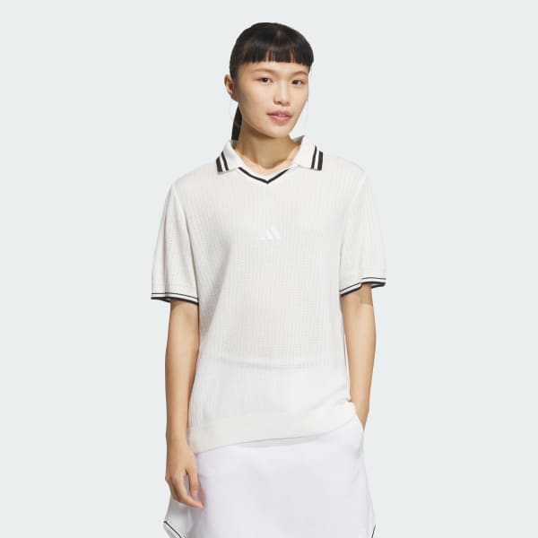 White 반팔 니트 폴로 셔츠