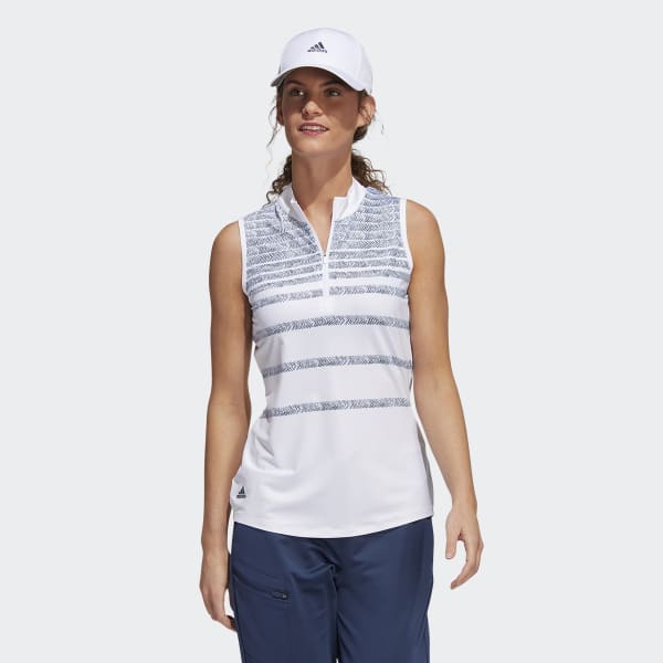 Herringbone Stripe Sleeveless Polo Shirt