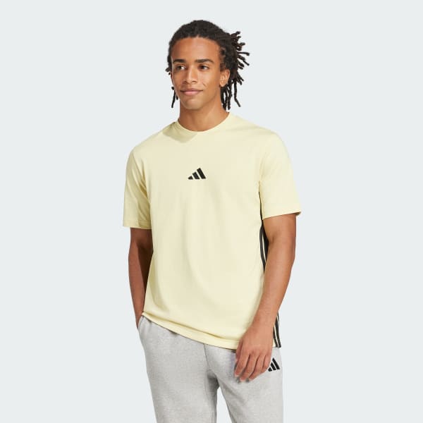 adidas Essentials 3-Stripes Single Jersey Tee Yellow adidas India