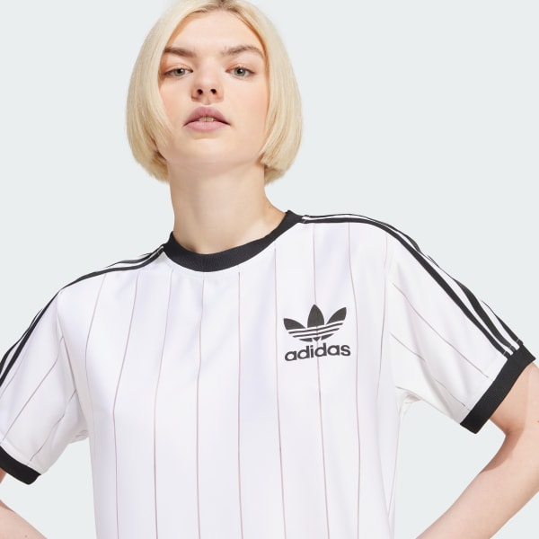 Adidas 3 stripes tee womens white sale