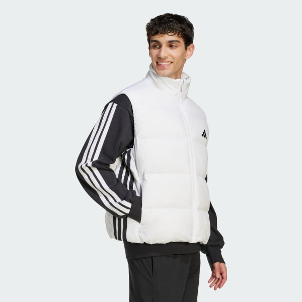 White 에센셜 클라이마웜 3-스트라이프 푸퍼 다운 베스트